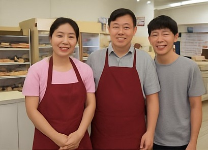 Family behind the counter